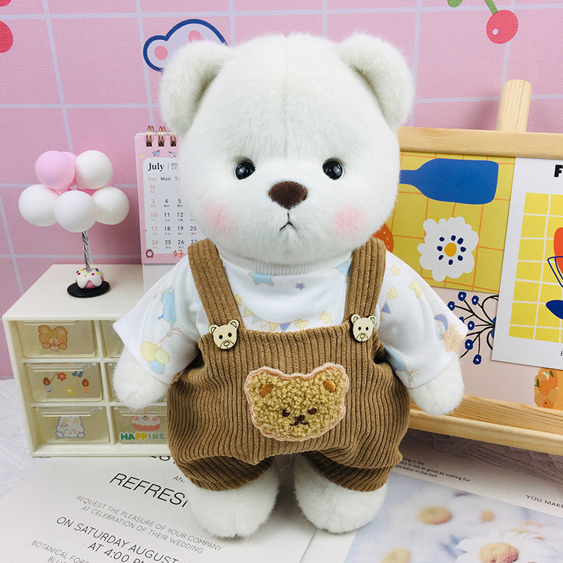 The Best Teddy Bear With Khaki Corduroy Overall Doll Overall Cos Stuffed Bears Toy Christmas Gifts for Her / Girlfriend Mom Kids