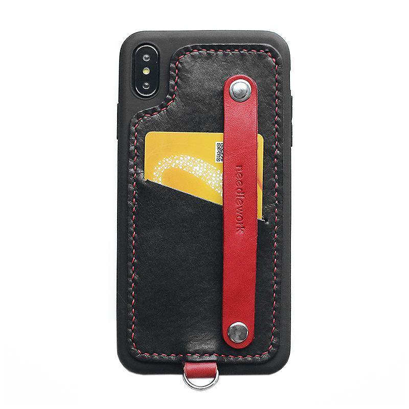 Handmade Black Leather iPhone X Case with Card Holder CONTRAST COLOR iPhone X Leather Case - iwalletsmen