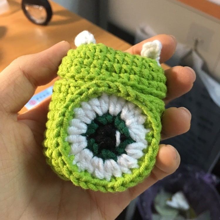 Girl's Cute AirPods Pro Cases Knit Michael Wazowski Handmade Kawaii AirPods 1/2 Case Michael Wazowski Airpod Case Cover