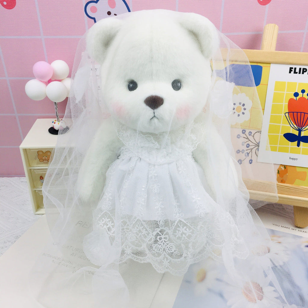 The Best Teddy Bears Bride with Wedding Dress Stuffed Bear Toy Christmas Gift for Her / Girlfriend Mom Kids
