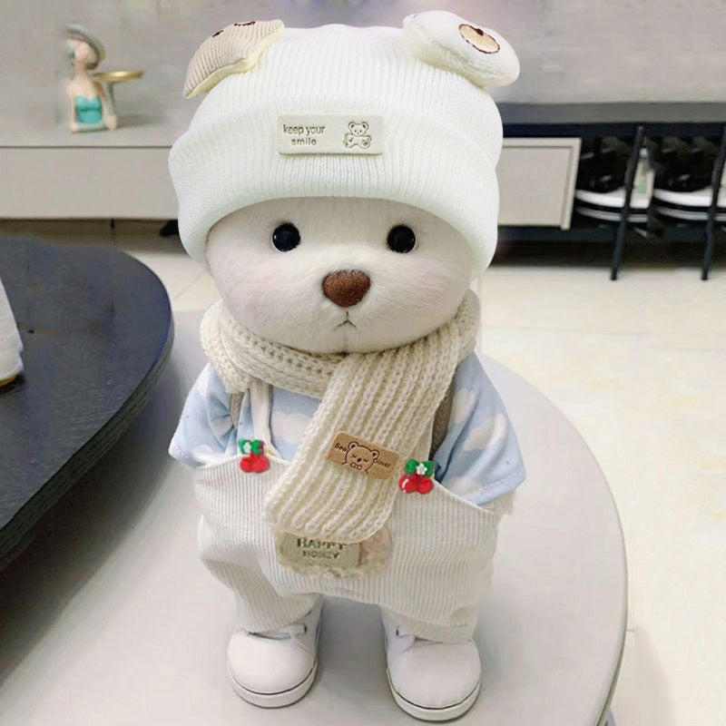 The Best Teddy Bear With White Beanies Overall Doll Cos Stuffed Bears Toy Christmas Gifts for Her / Girlfriend Mom Kids