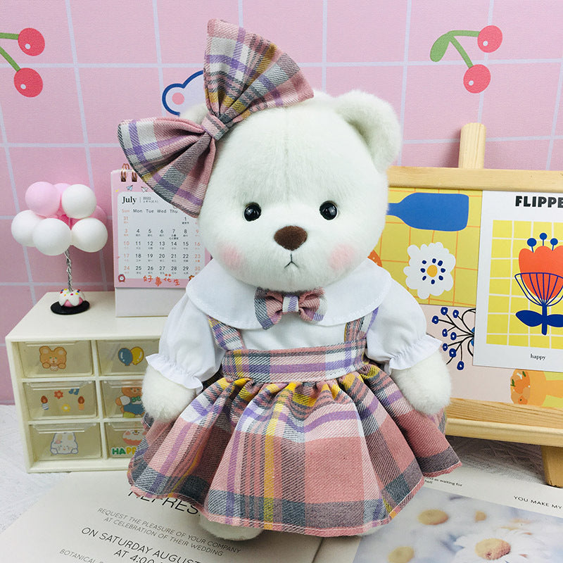 The Best Teddy Bear With Plaid Dress Doll Cos Stuffed Bears Toy Christmas Gifts for Her / Girlfriend Mom Kids