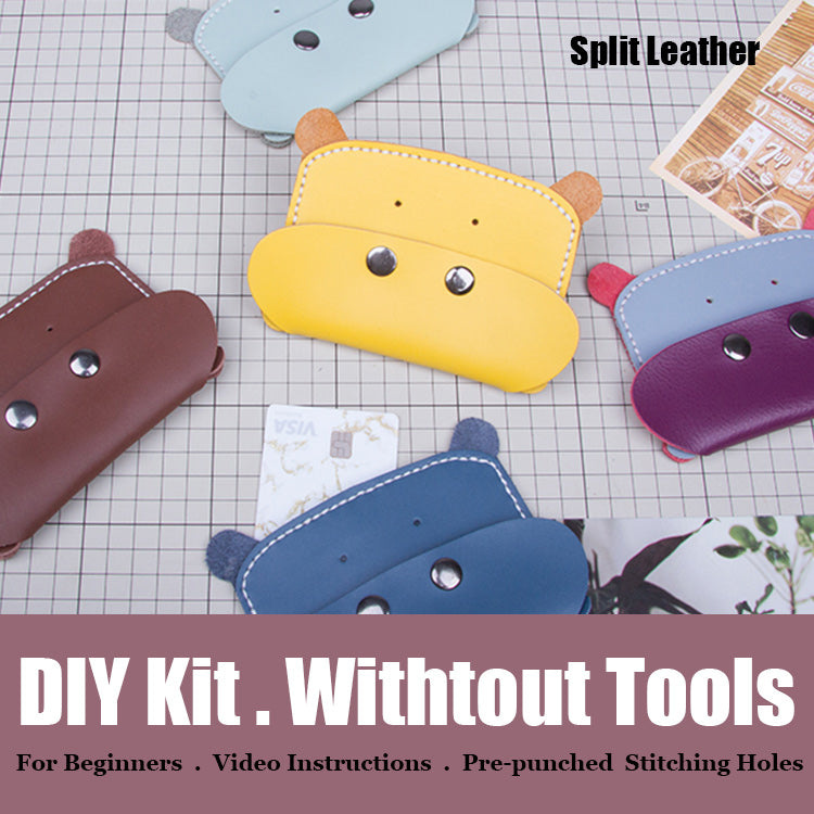 DIY Hippo Leather Card Holder Kit Leather Card Wallet Kit DIY Leather Projects DIY Leather Kit