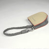 Womens Beige&Gray Leather Coin Zip Wallet with Leather Chain Leather Zip Wristlet Purse for Ladies