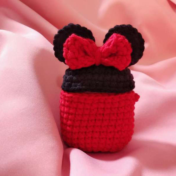 Girl's Cute AirPods Pro Cases Knit Minnie Mouse Handmade Kawaii AirPods 1/2 Case Minnie Mouse Airpod Case Cover