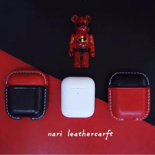 Personalized Red&Black Leather AirPods 1,2 Case Custom Black&Red Leather 1,2 AirPods Case Airpod Case Cover