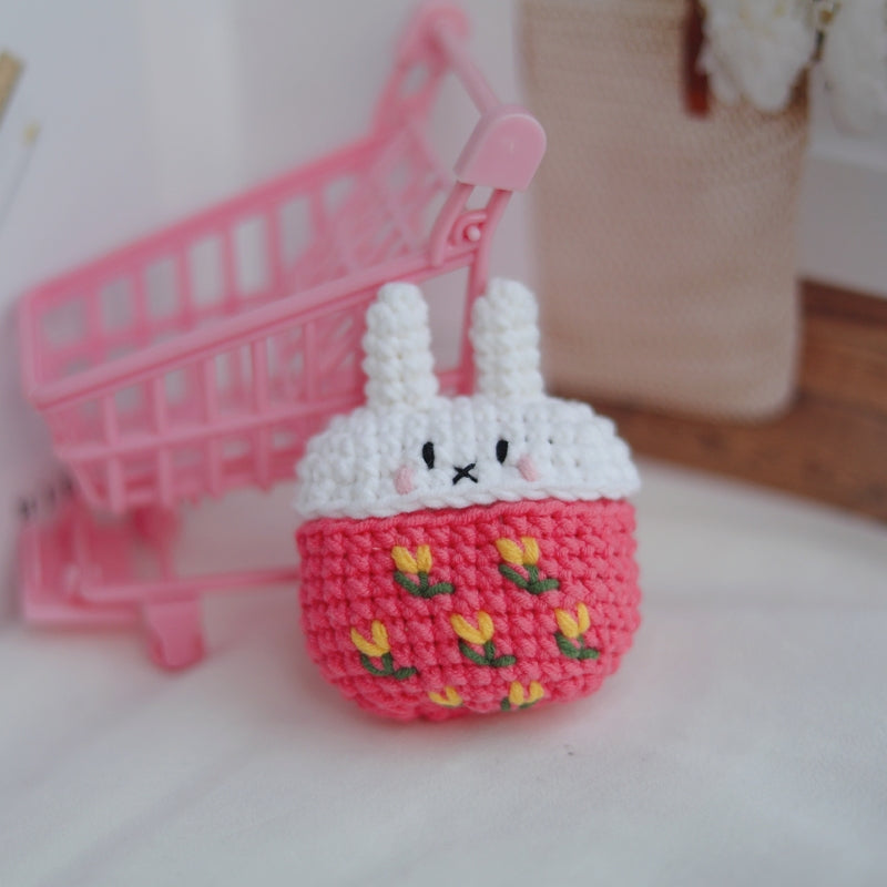 Girl's Cute AirPods Pro Cases Knit Bunny Handmade Kawaii AirPods 1/2 Case White Airpod Case Cover