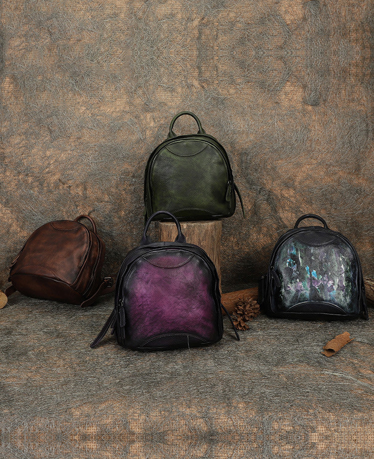amazon prime leather backpack Women`s Crazy Horse Leather Backpack City - Chocolate