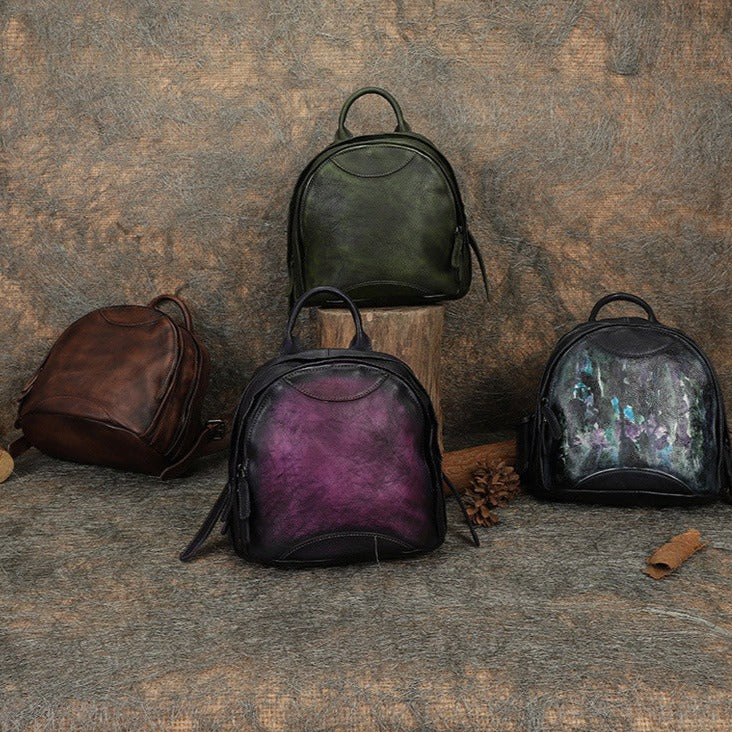 best leather backpack women small Best Leather Rucksack Bag Womens Vintage Small School Backpacks Leathe –  Feltify