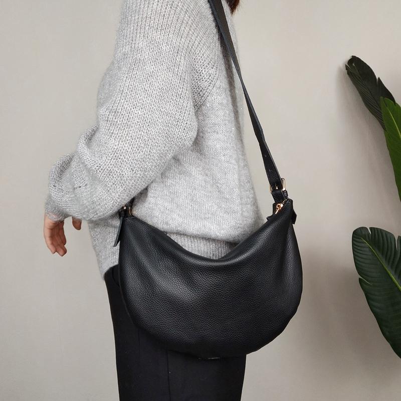Fashion Women Black Leather Saddle Shoulder Bag Side Bag White Saddle Crossbody Bag Purse For Women