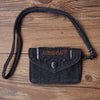 Vintage Womens Denim Card Holder with Lanyard Denim Black Small Card Coin Bag for Women