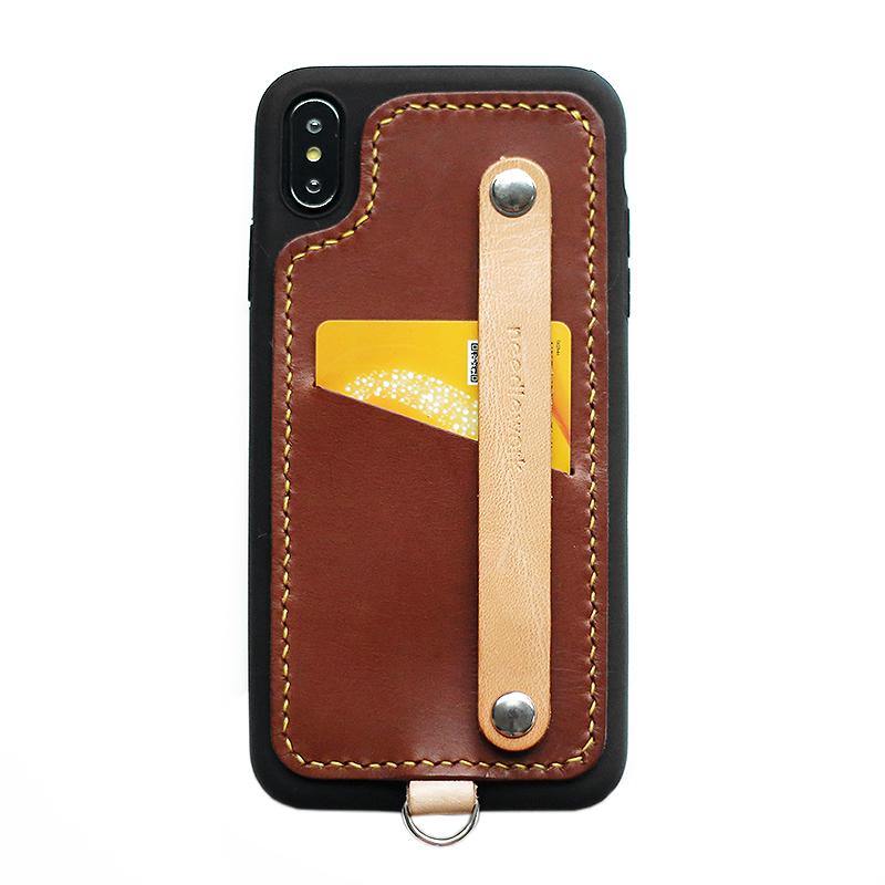 Handmade Coffee Leather iPhone XS XR XS Max Case with Card Holder CONTRAST COLOR iPhone X Leather Case - iwalletsmen