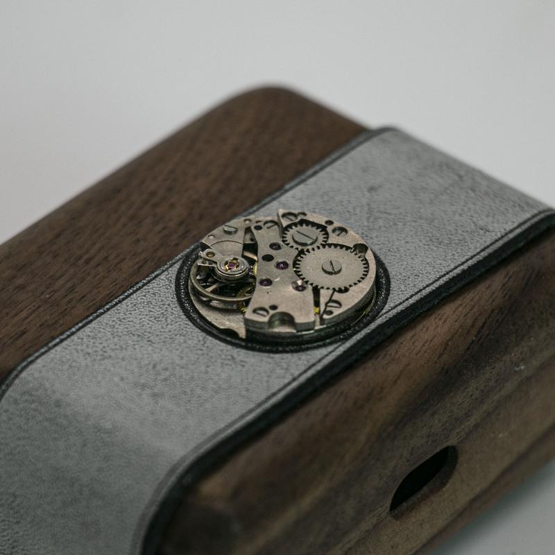 Leather Wood AirPods Pro Case with Watch Movement Handmade Custom Leather AirPods Pro Case Airpod Case Cover - iwalletsmen