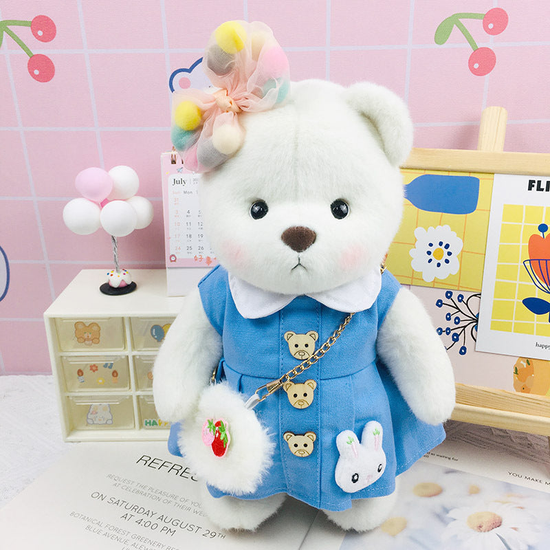 The Best Teddy Bear With Blue Dress Shoulder Bag Doll Cos Stuffed Bears Toy Christmas Gifts for Her / Girlfriend Mom Kids