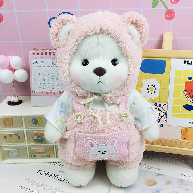 The Best Teddy Bears With Pink Bear Suit Bear Hat Overall Doll Overall Cos Stuffed Bears Toy Christmas Gifts for Her / Girlfriend Mom Kids