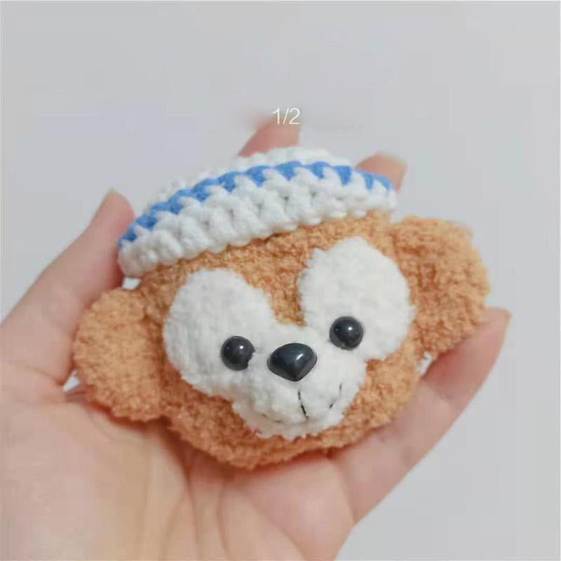 Girl's Cute Bear AirPods Pro Case Handmade Crochet AirPods 1/2 Cases Khaki Airpod Case Cover