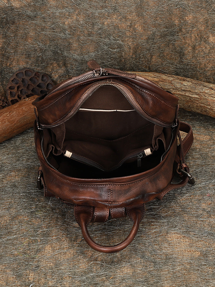 Best Leather Rucksack Bag Womens Vintage Small School Backpacks Leathe – Feltify
