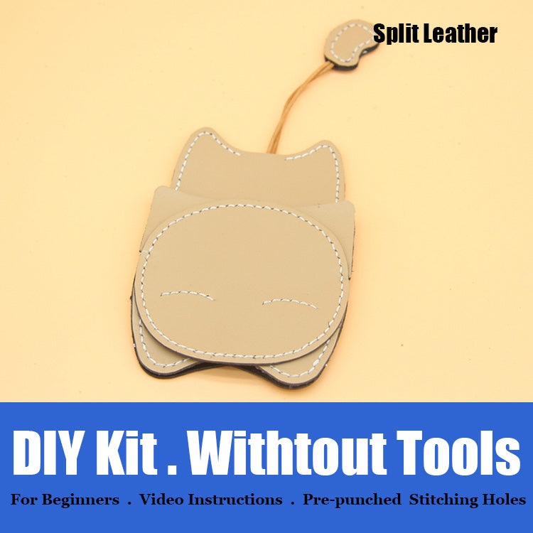 Cute DIY Leather Key Holder Kit DIY Eco Leather Project DIY Camel Leather Womens KeyChain DIY Leather KeyRing Kit