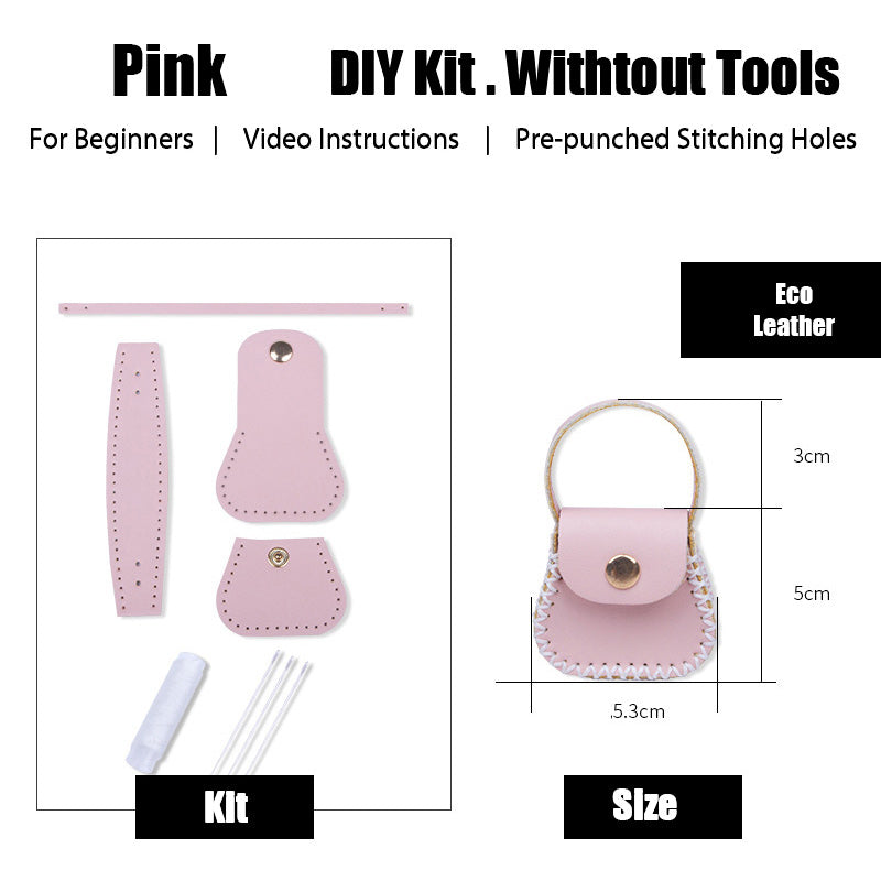 DIY Leather Coin Pouch Kits DIY Leather Mini HandBag Kit DIY Pink Leather Projects DIY Leather Pouch Kit