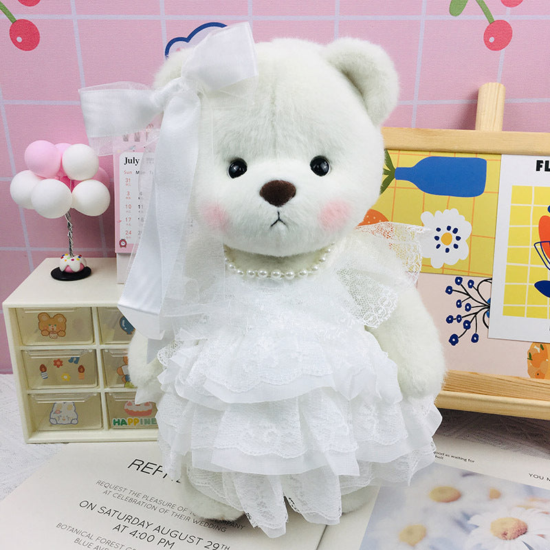 The Best Teddy Bear Bride with Wedding Dress Stuffed Bears Toy Christmas Gifts for Her / Girlfriend Mom Kids