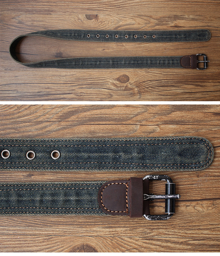 Cool Blue Denim Slim Belts Denim Blue Belt Vintage Denim Belt For