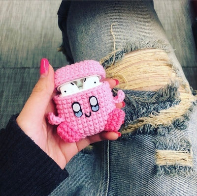 Girl's Cute AirPods Pro Cases Knit Kirby Handmade Kawaii AirPods 1/2 Case Kirby Airpod Case Cover