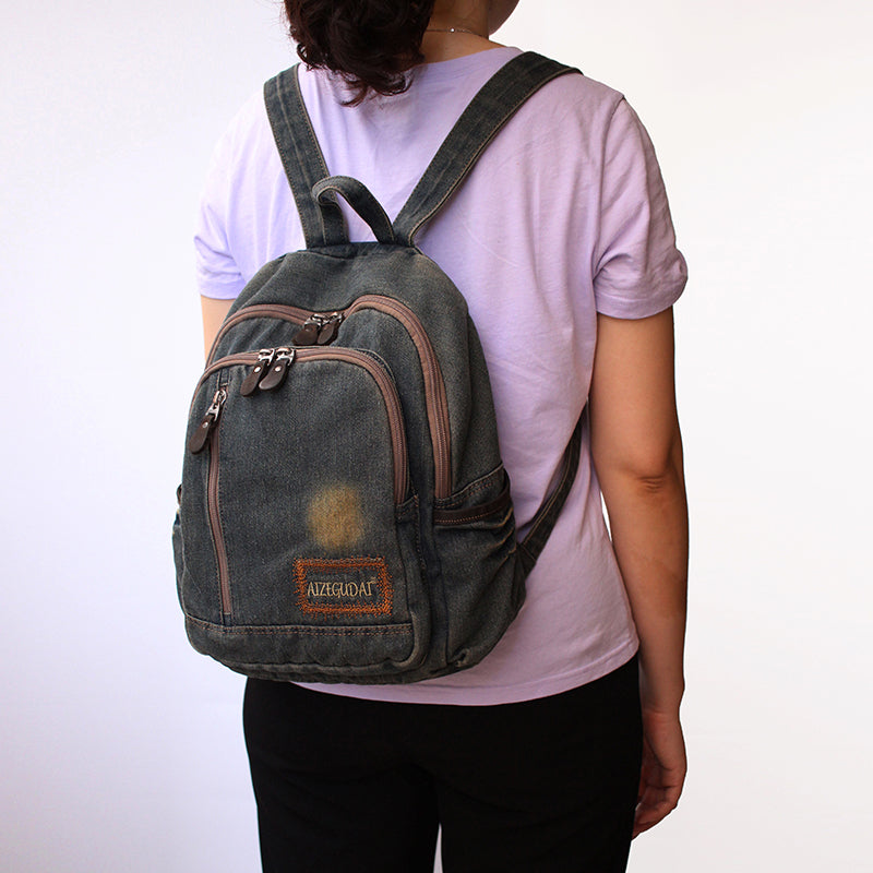 Denim Blue Womens Backpack School Backpacks Blue Denim Laptop Backpack Bag For Men