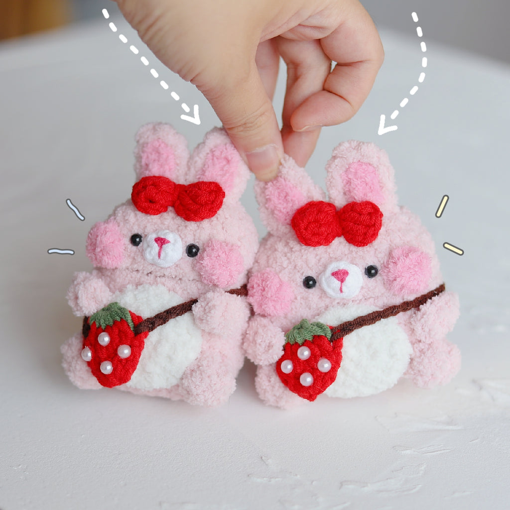 Pink Girl's Cute Bunny AirPods 1/2 Cases Handmade Crochet AirPods Pro Case Bunny Airpod Cases Cover