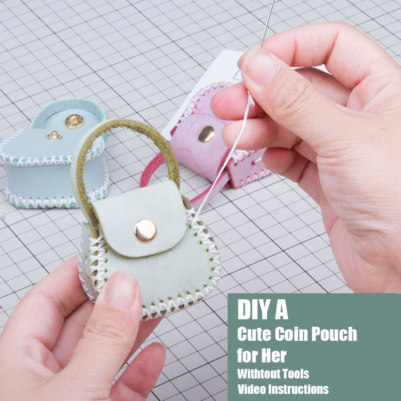 diy mini backpack coin purse DIY Leather Coin Pouch Kit DIY Leather Mini HandBag Kit DIY Black Leat –  Feltify