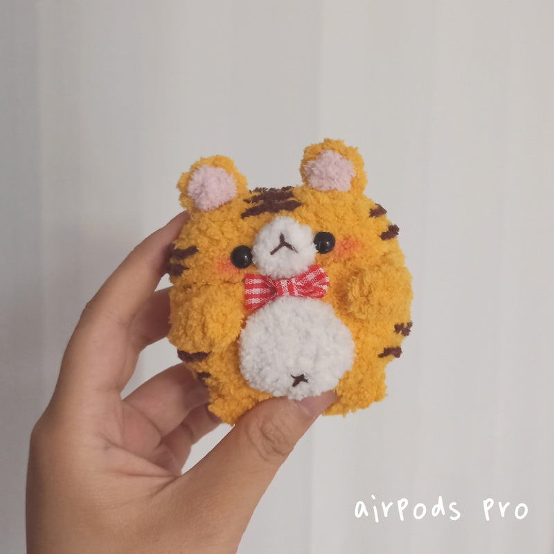 Girl's Cute Tiger AirPods Pro Case Handmade Crochet Yellow AirPods 1/2 Cases Airpod Case Cover