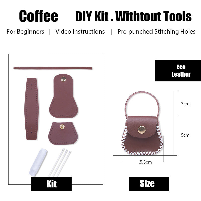 DIY Leather Coin Pouch Kits DIY Leather Mini HandBag Kit DIY Coffee Leather Projects DIY Leather Pouch Kit
