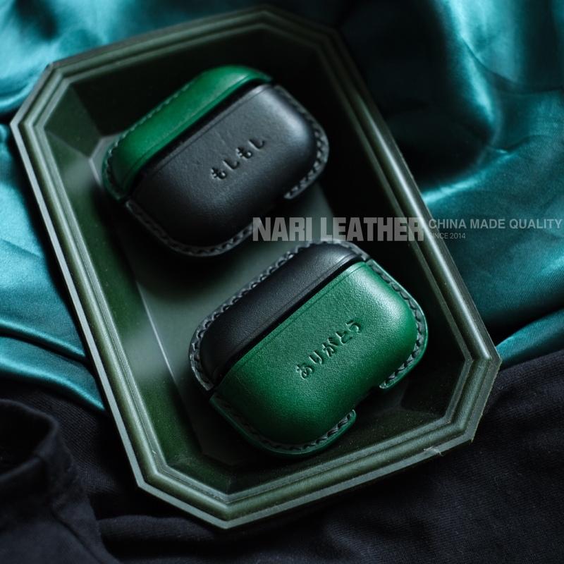 Personalized Green&Black Leather AirPods Pro Case Custom Green&Black Leather Pro AirPods Case Airpod Case Cover