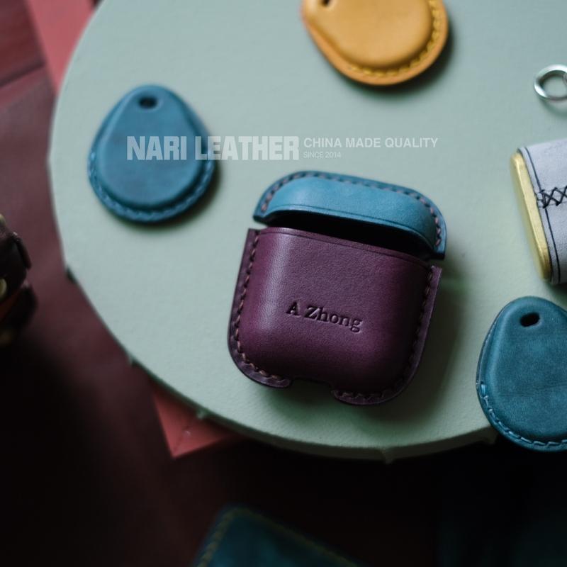 Personalized Blue&Purple Leather AirPods 1,2 Case Custom Leather 1,2 AirPods Case Airpod Case Cover