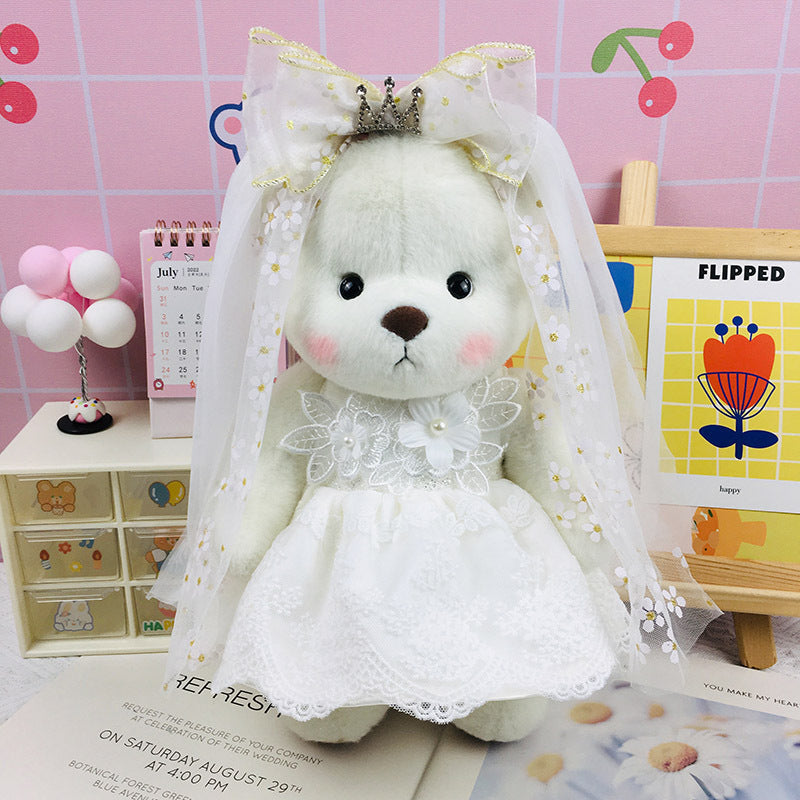 The Best Teddy Bears Bride with Wedding Dress Stuffed Bear Toy Christmas Gifts for Her / Girlfriend Mom Kids