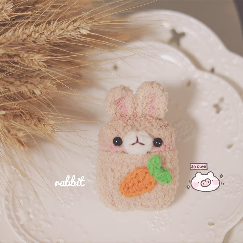 Girl's Cute Bunny AirPods 1/2 Cases Handmade Crochet Khaki AirPods Pro Cases Airpod Case Cover