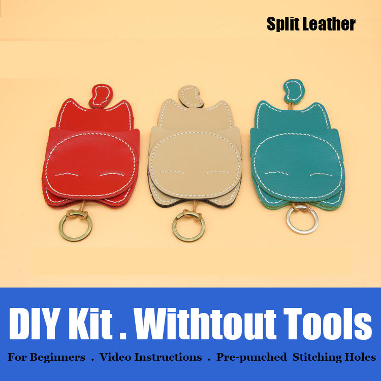 Cute DIY Leather Key Holder Kit DIY Eco Leather Project DIY Leather Womens KeyChain DIY Leather KeyRing Kit
