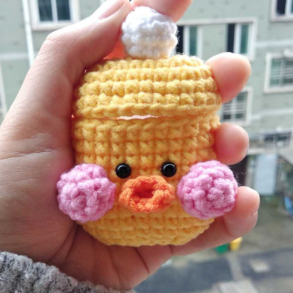 Girl's Cute AirPods Pro Cases Knit Duck Handmade Kawaii AirPods 1/2 Case  Yellow Airpod Case Cover