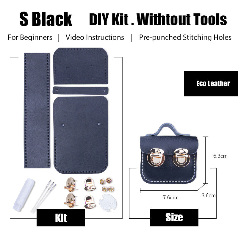 DIY Leather AirPods Case Kit DIY Leather Mini Satchel Bag Kit DIY Black Leather Projects DIY Leather Pouch Kit