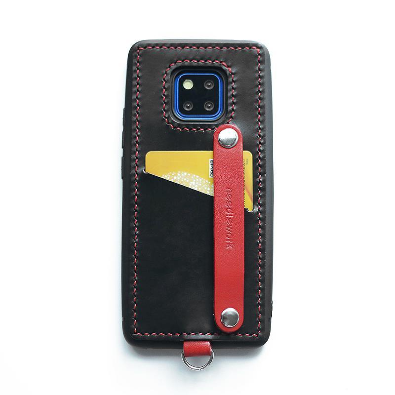 Handmade Black Leather Huawei Mate 20 Pro Case with Card Holder CONTRAST COLOR Huawei Mate 20 Pro Leather Case - iwalletsmen