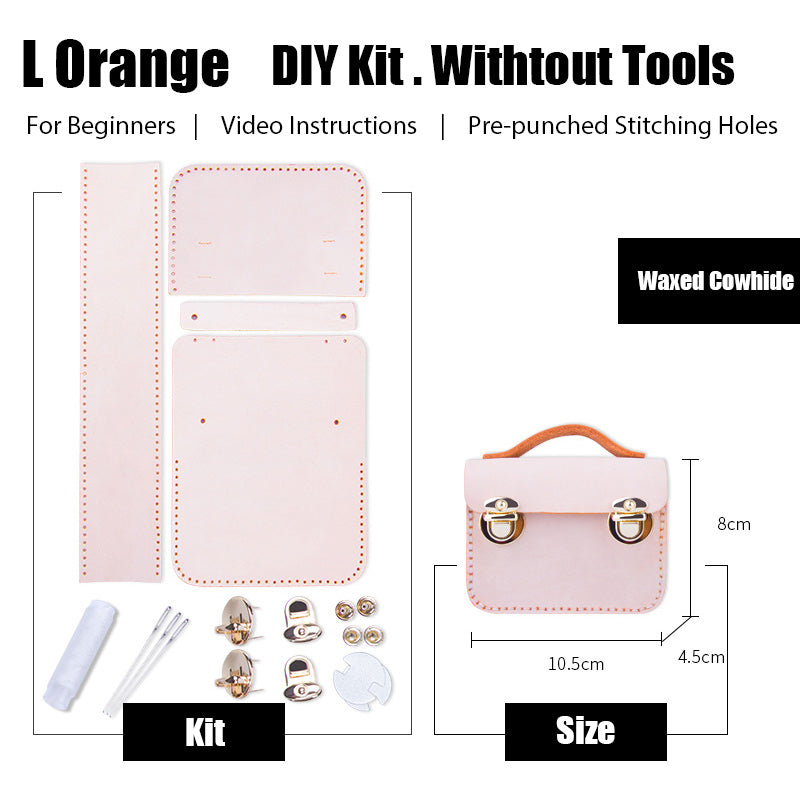 DIY Leather AirPods Case Kits DIY Leather Mini Satchel Bag Kit DIY Orange Waxed Leather Projects DIY Leather Pouch Kit