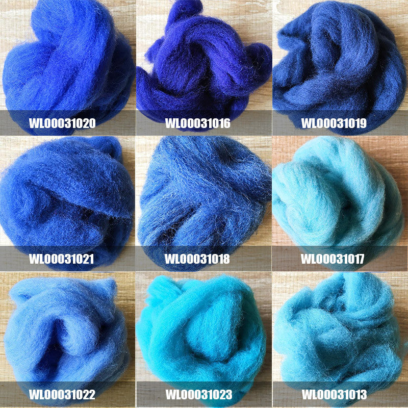 Needle felted supplies wool felting Blue wool Roving for felting short fabric