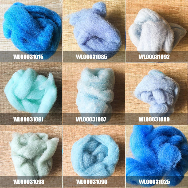 Needle felted supplies wool felting Blue wool Roving for felting short fabric