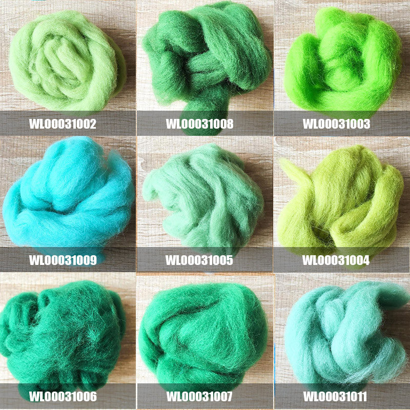 Needle felted supplies wool felting Green wool Roving for felting short fabric