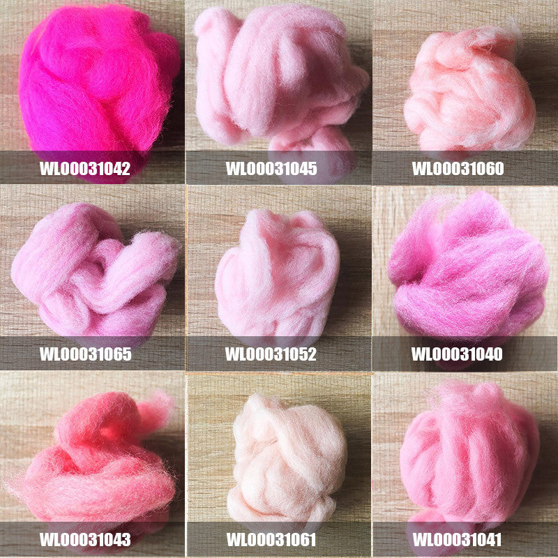 Needle felted supplies wool felting Pink wool Roving for felting short fabric