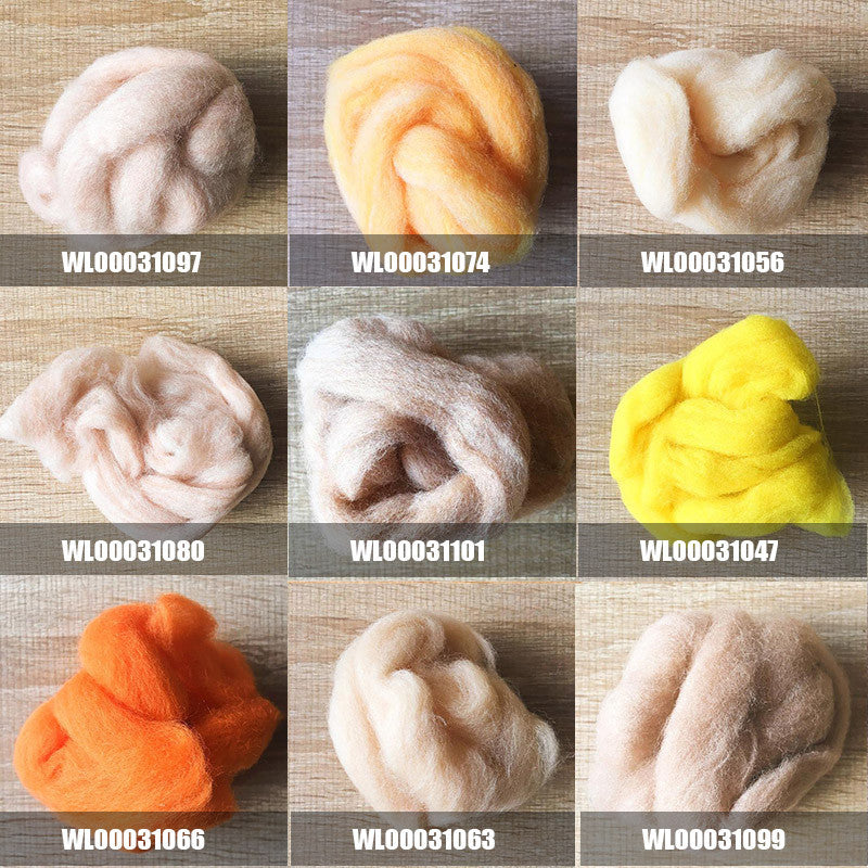 Needle felted supplies wool felting Yellow wool Roving for felting short fabric
