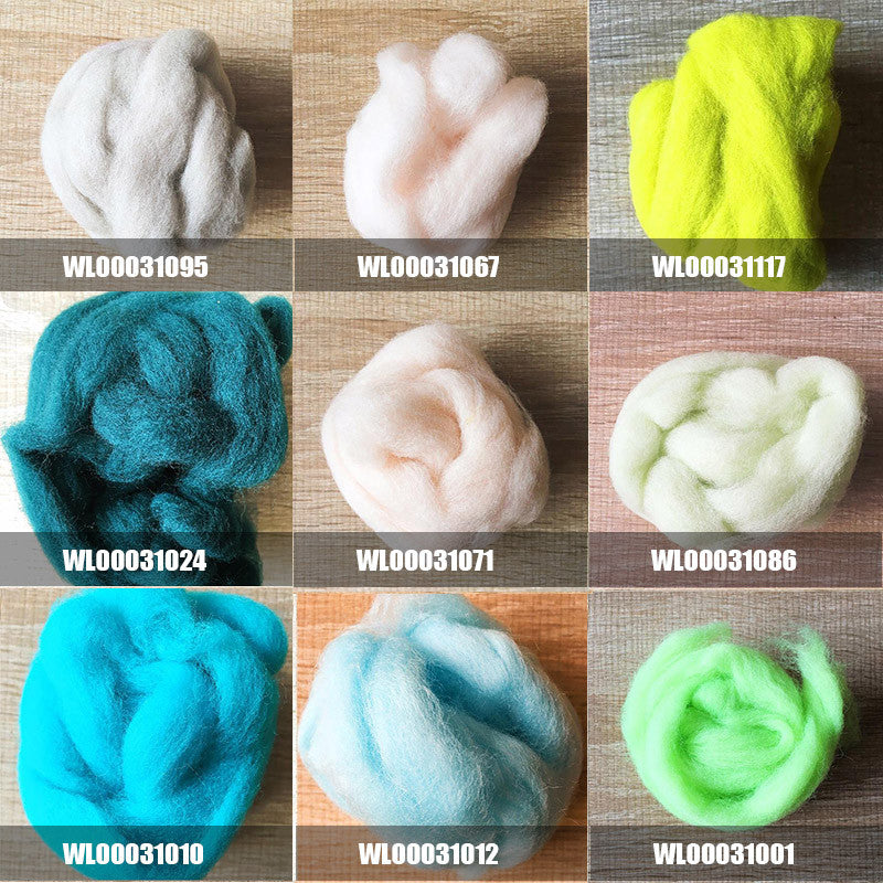 Needle felted supplies wool felting Green wool Roving for felting short fabric