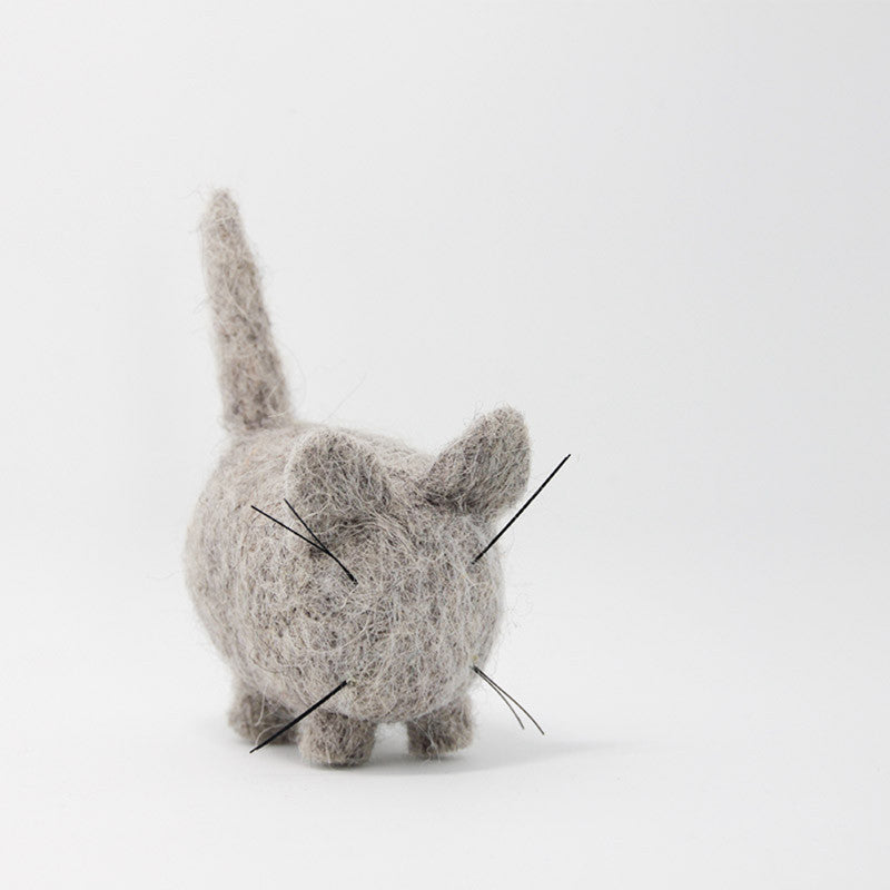 Needle Felted Felting project Animals Cat Gray Cute Craft