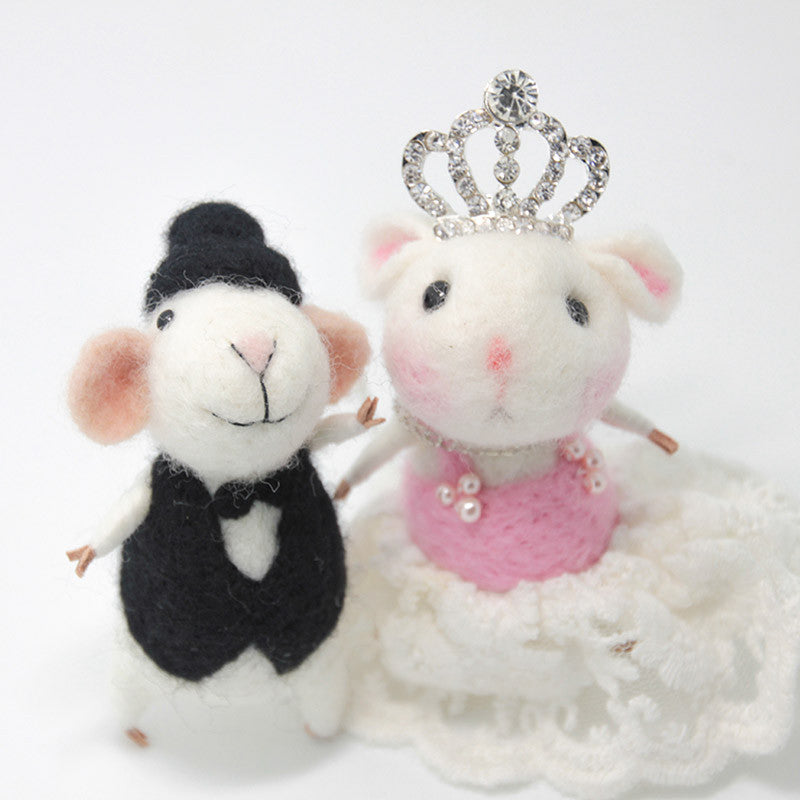 Needle Felting Animals Mice Couple Wedding Cake Topper