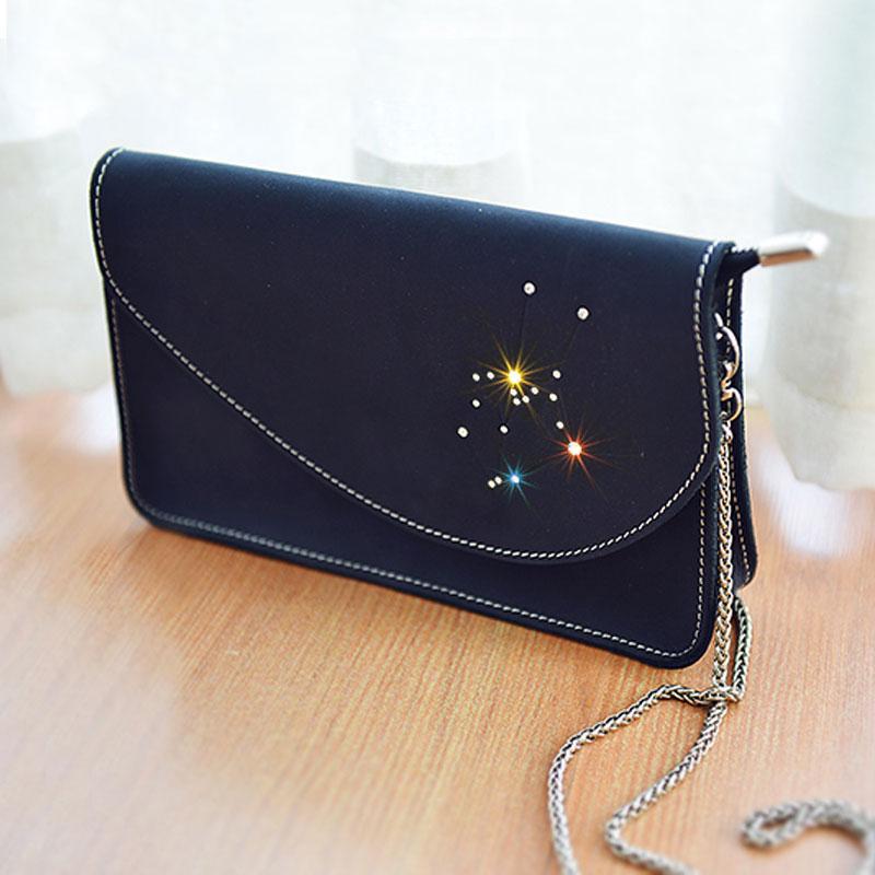 PERSONALIZED MONOGRAMMED GIFT CUSTOM HANDMADE Chain LEATHER CUTE Constellation SHOULDER BAG PURSE CROSSBODY BAG PURSE for Women