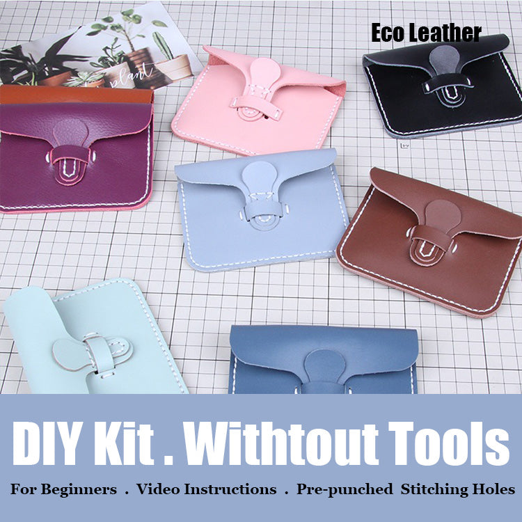 Slim Leather Card Holder Kit DIY Leather Buckle Coin Wallet Kit DIY Eco Leather Project